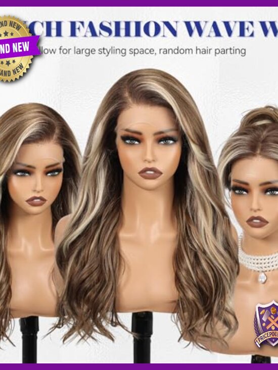 13x6 HD Lace Front Synthetic Wig 22 Inch Long Wavy Layered Glueless Daily Wear